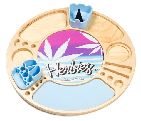 Herbies x Blazy Susan | Spinning Rolling Tray - Peace Pipe 420