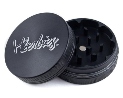 Herbies | 2 Piece Grinder - Black - Peace Pipe 420