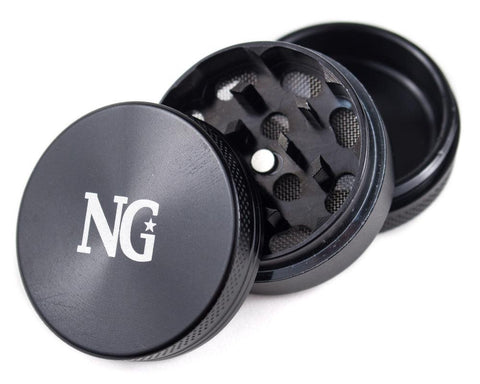 Nice Glass | 3 Piece Grinder - Black - Peace Pipe 420