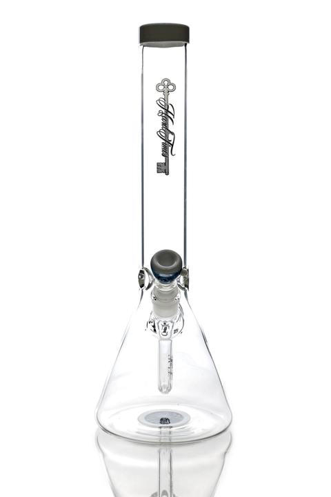 Hard Times | 16" White/Blue Wigwag Beaker - Peace Pipe 420