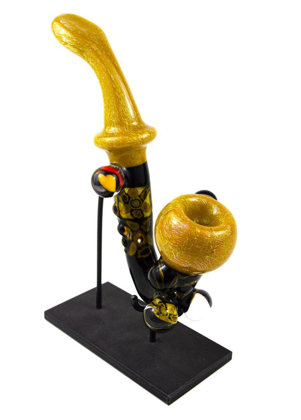 Cap'N Crunk | Black and Gold Sherlock Pipe - Peace Pipe 420