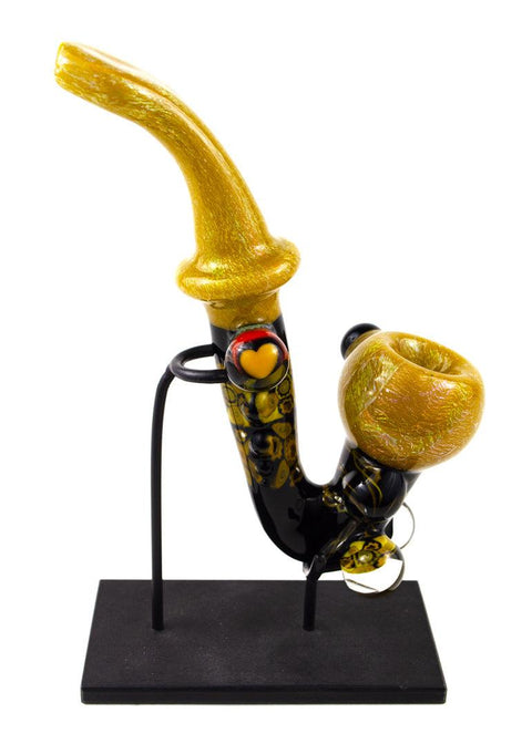 Cap'N Crunk | Black and Gold Sherlock Pipe - Peace Pipe 420