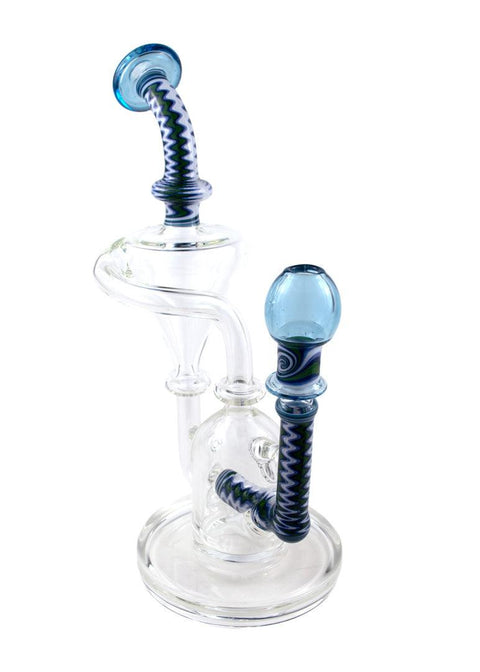 FOGZ | Blue & White Worked Recycler - Peace Pipe 420