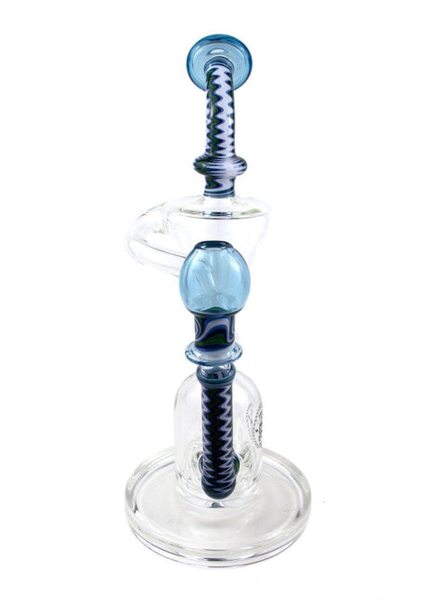 FOGZ | Blue & White Worked Recycler - Peace Pipe 420
