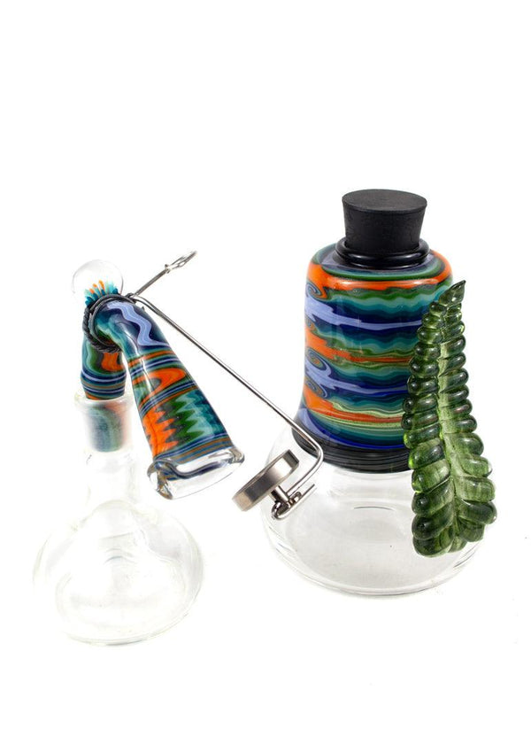 I. F. | Leaf Bubbler Set w/ Swing Arm and Nug Jar - Peace Pipe 420