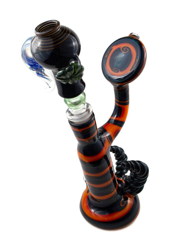 I. F. | Worked Bubbler w/ Swing Arm and Dish Set - Peace Pipe 420