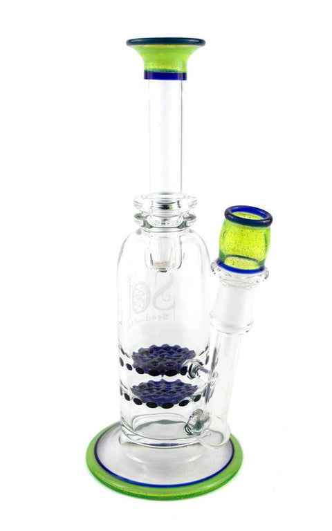 Seed of Life | Worked Mini Rig (Blue Frit Perc) - Peace Pipe 420