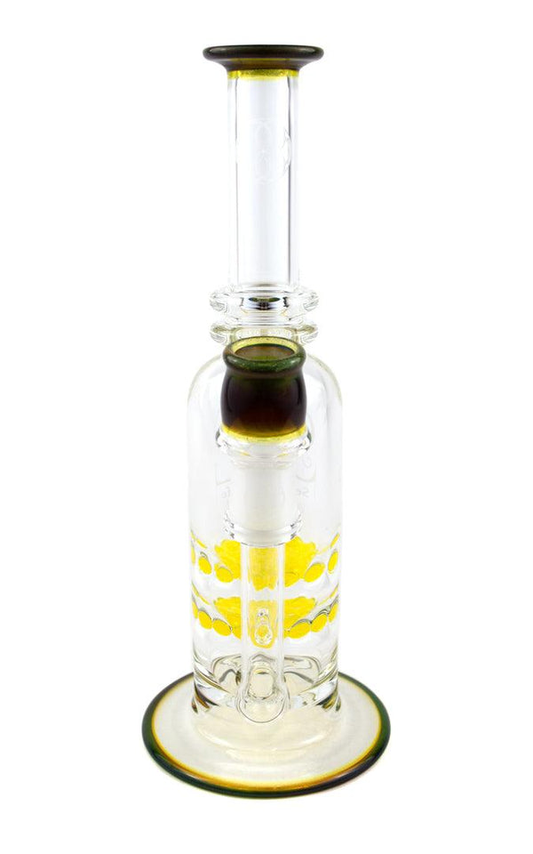 Seed of Life | Worked Mini Rig (Yellow Frit Perc) - Peace Pipe 420
