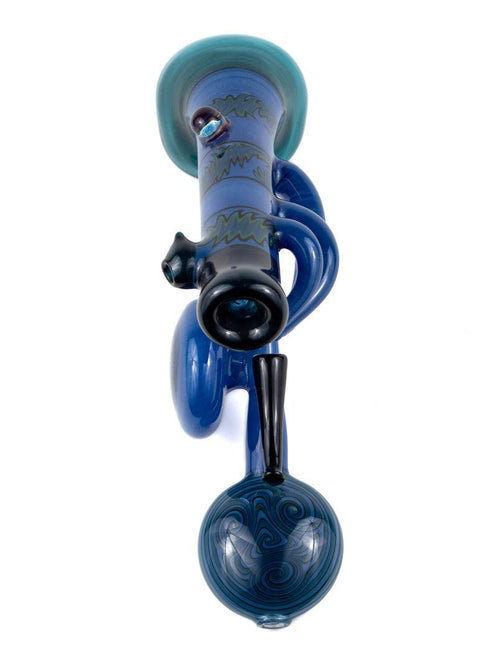 Steve Gelb | Blue Wig-Wag Laydown Bubbler - Peace Pipe 420