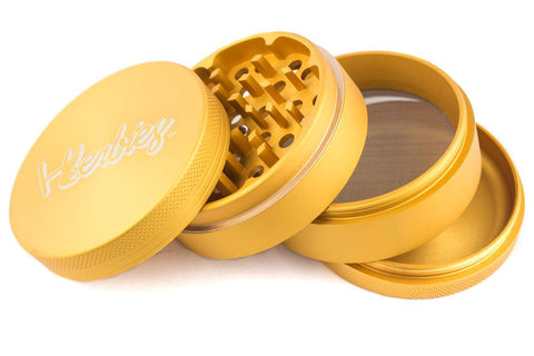 Herbies | 4 Piece Grinder - Gold - Peace Pipe 420