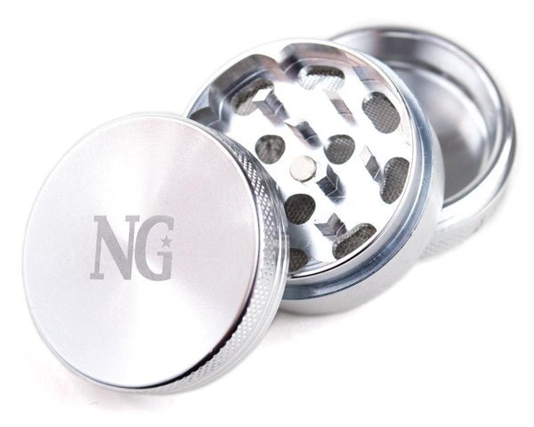 Nice Glass | 3 Piece Grinder - Silver - Peace Pipe 420
