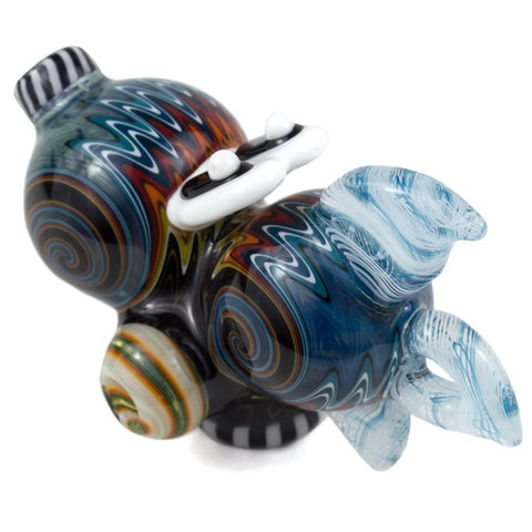 Global Glassworks | Yoshi Dark Wig-Wag Pendant Pipe - Peace Pipe 420