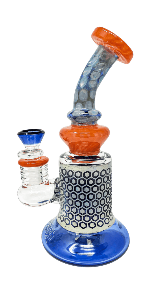 Cheech Glass | 8" Orange & Blue Bubbler - Peace Pipe 420