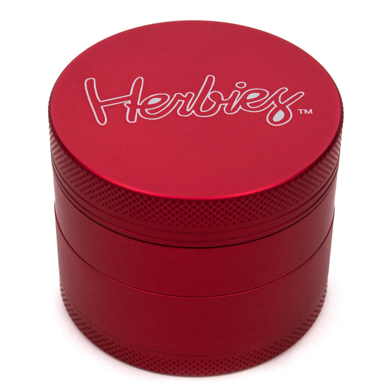 Herbies 4 Piece Grinder Red Peace Pipe 420